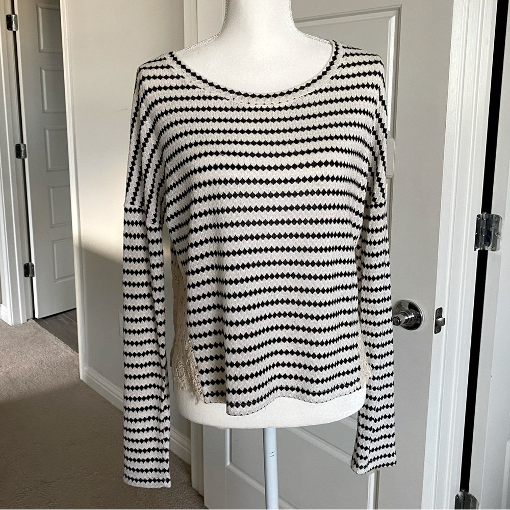 Maison Jules Black & White Striped Sweater
